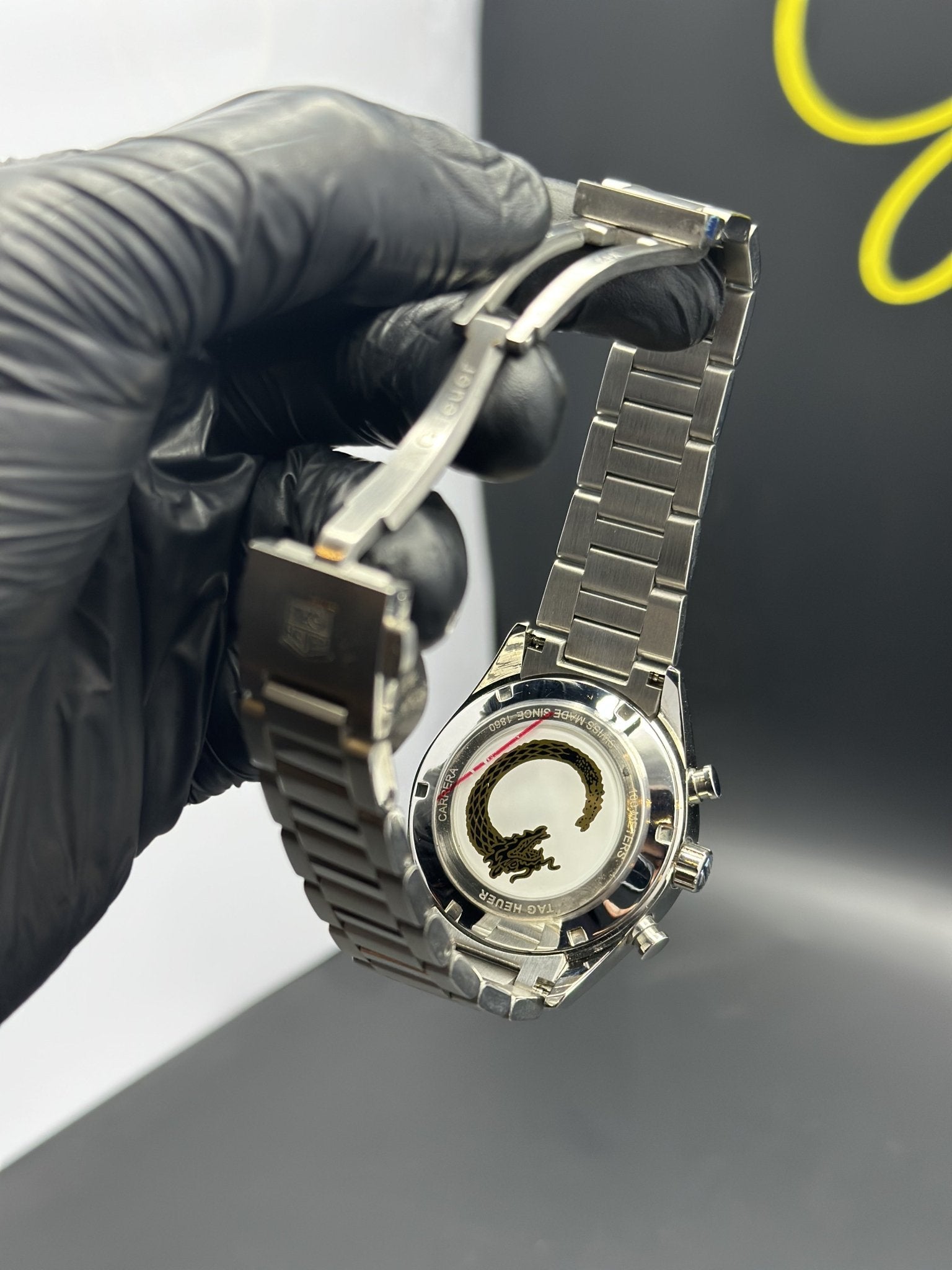 Tag Heuer Bracelet Chronograph (Quartz) Carrera Silver Bracelet White Dial – men’s watch