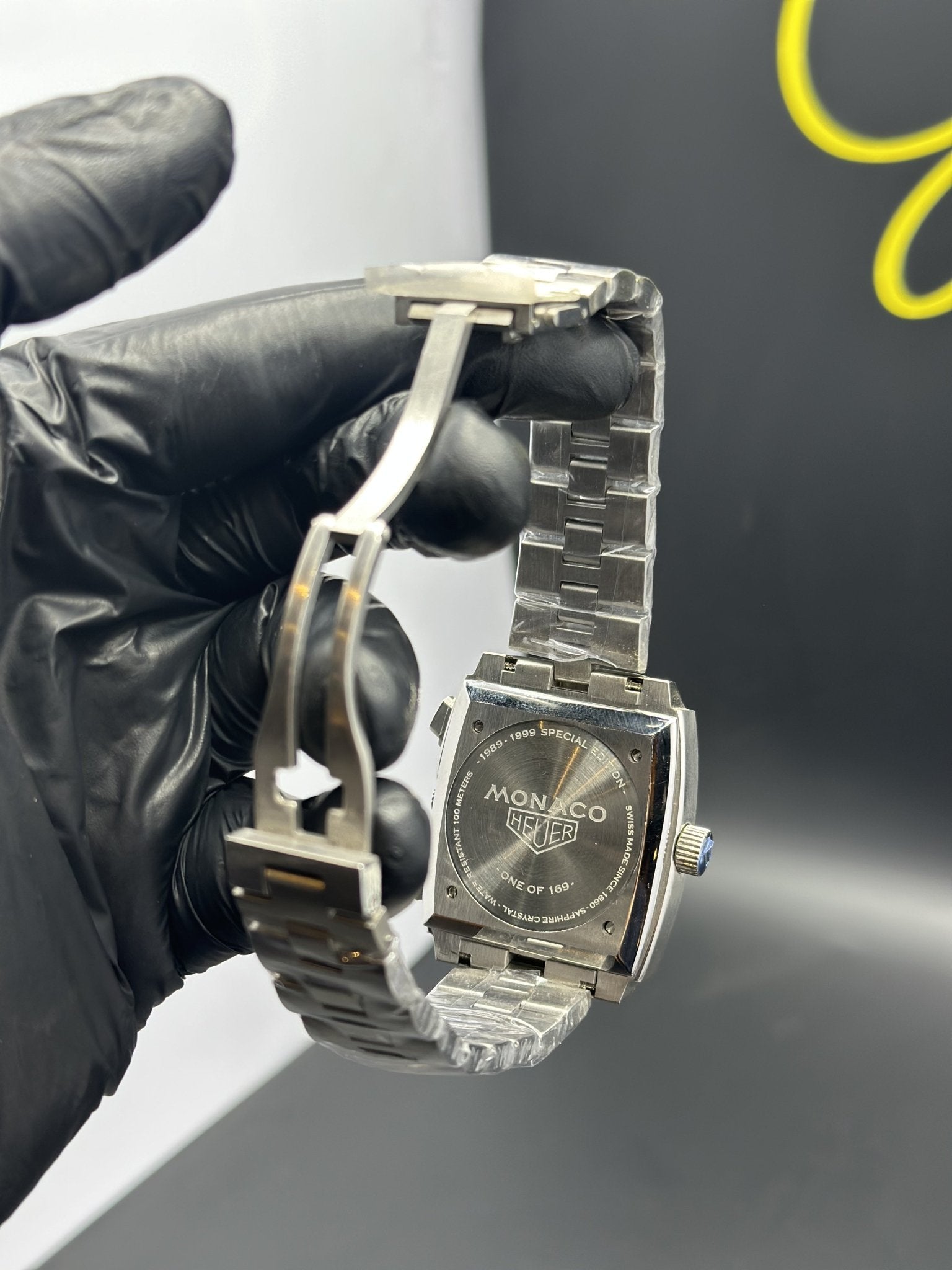 Tag Heuer Bracelet Chronograph (Quartz) Monaco Silver Bracelet Blue Dial – men’s watch