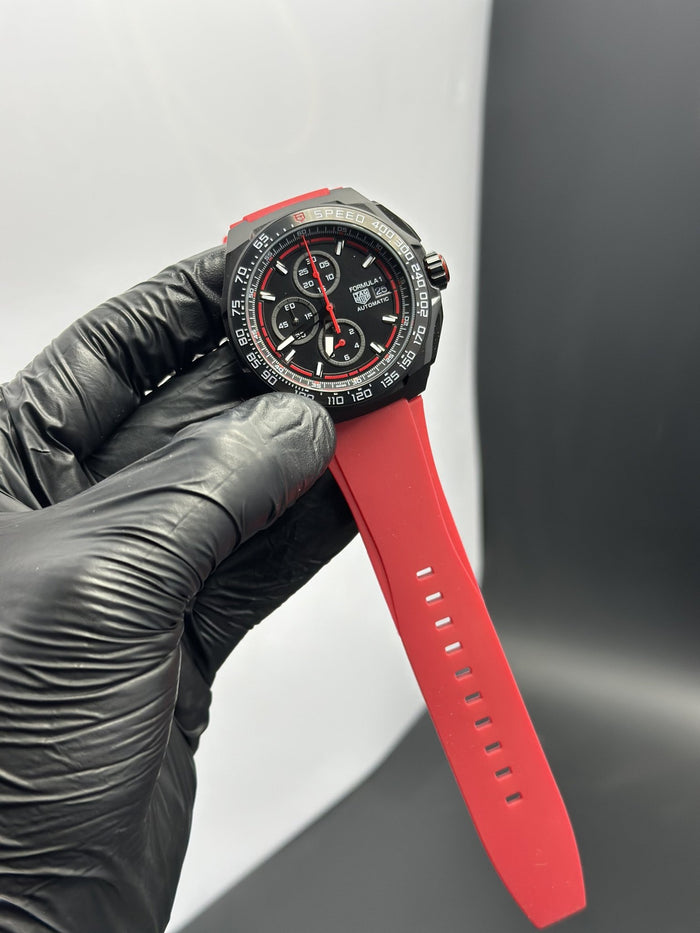 TAGH Strap Chronograph (Quartz) 44mm Formula 1 Red Strap Black Dial