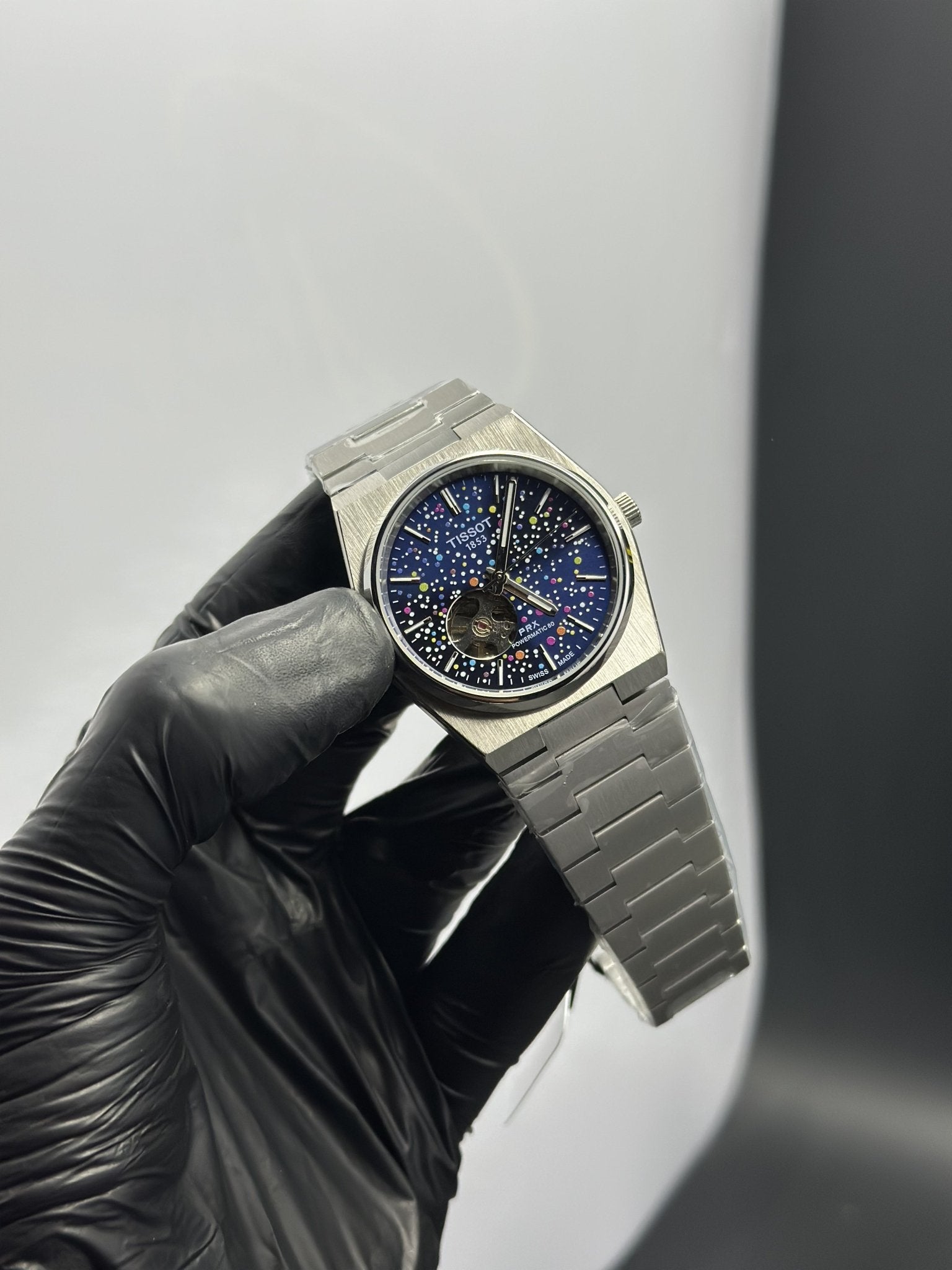 Tissot Bracelet Automatic 40mm Stainless Steel Silver Bracelet Pendulum Blue Paint Textured Dial – men’s watch