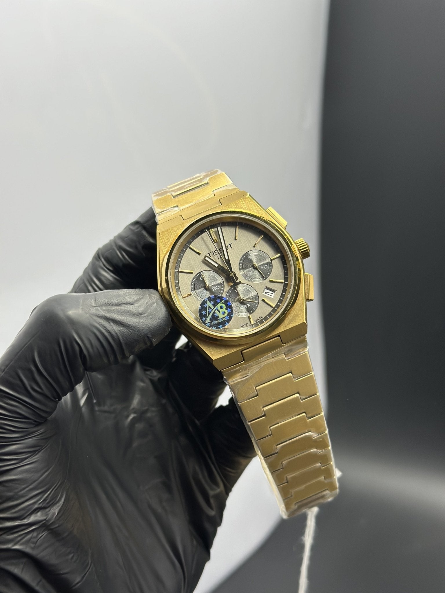 Tissot Bracelet Chronograph (Quartz) 40mm Stainless Steel Gold Bracelet Beige Dial – men’s watch