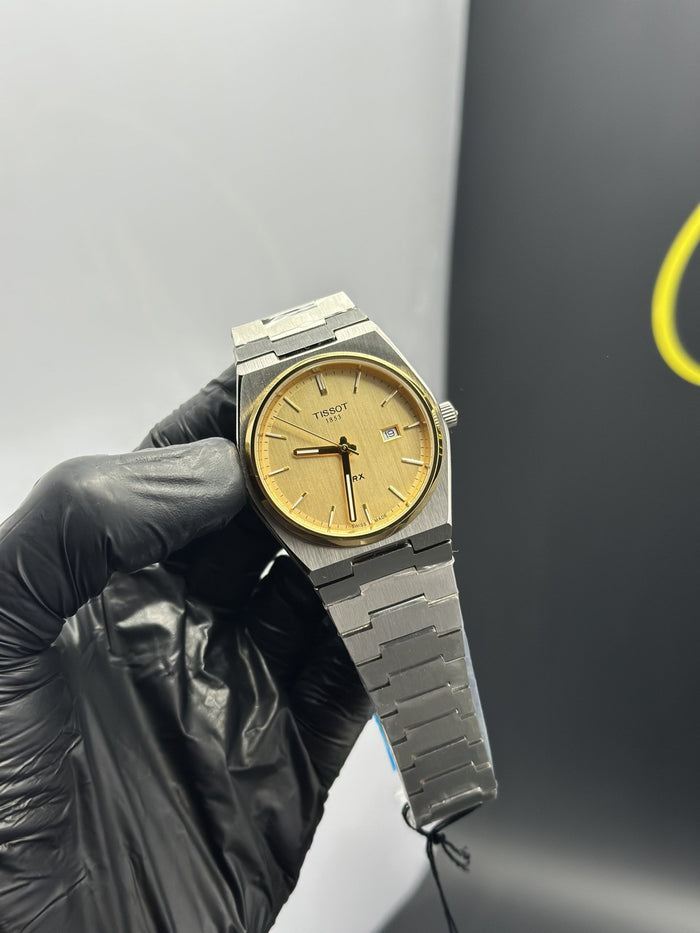 Tisot Bracelet Quartz 40mm Stainless Steel Silver Bracelet Gold Dial