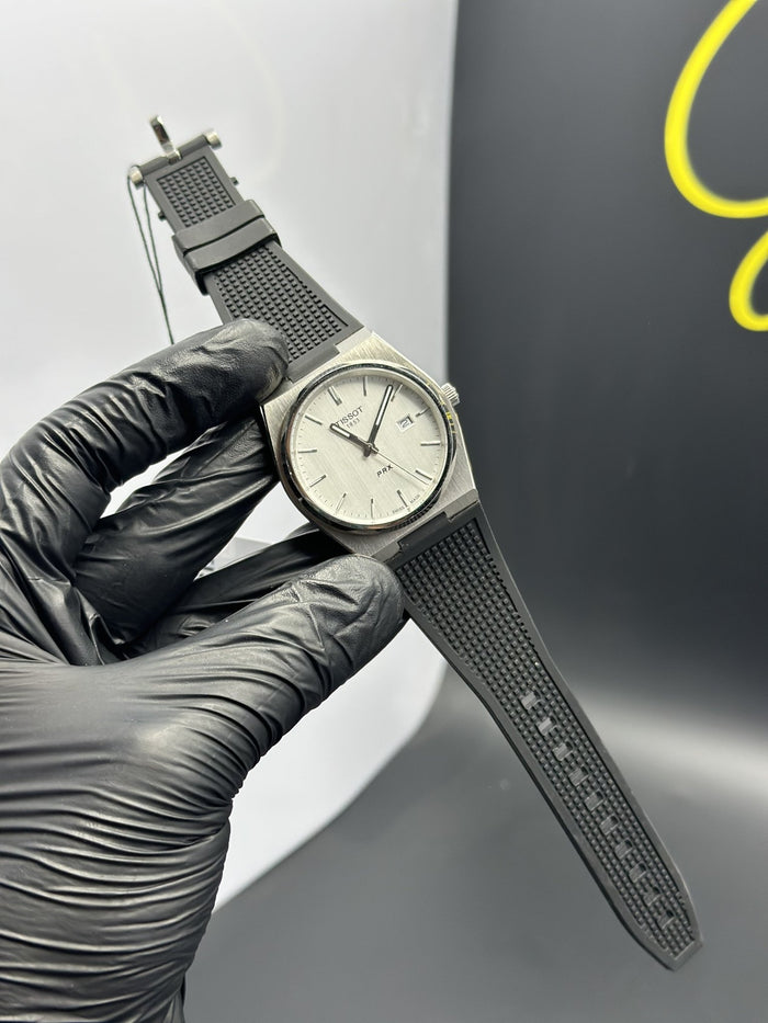 Tisot Strap Quartz 40mm Silicone Strap Black Strap White Dial