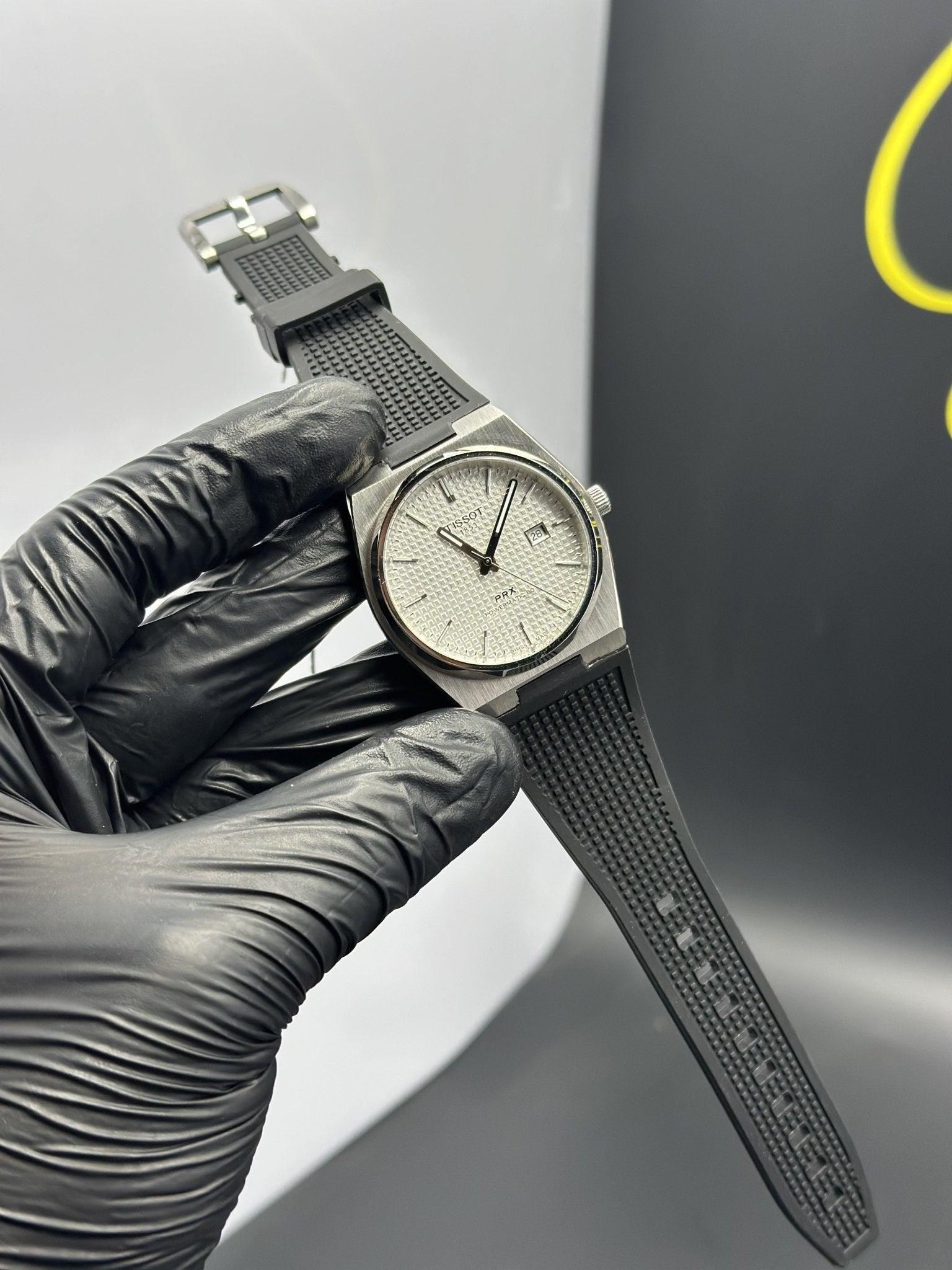 Tissot Strap Quartz 40mm Silicone Strap Black Strap White Textured Dial – men’s watch